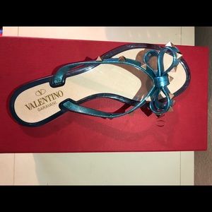 Valentino Blue Studded Thong Sandal